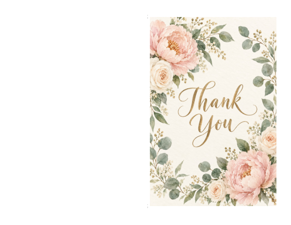 Preview of Printable Classic Wedding Thank You Card