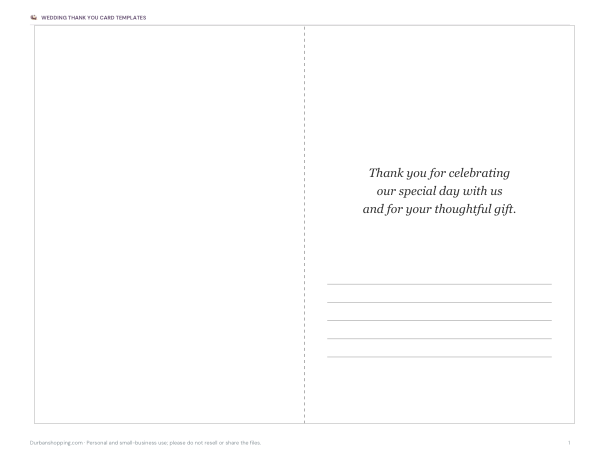 Preview of Wedding Thank You Card Printed Inside Message